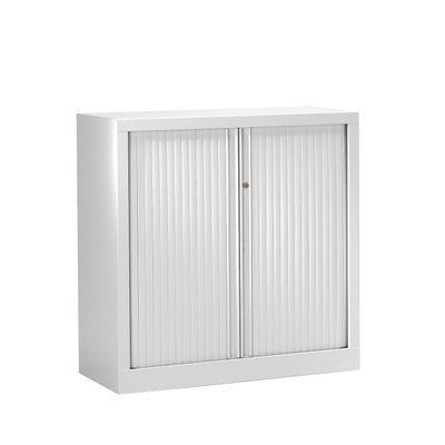 Armoire basse monobloc à rideaux ETIC - 100 x 120 cm - blanc