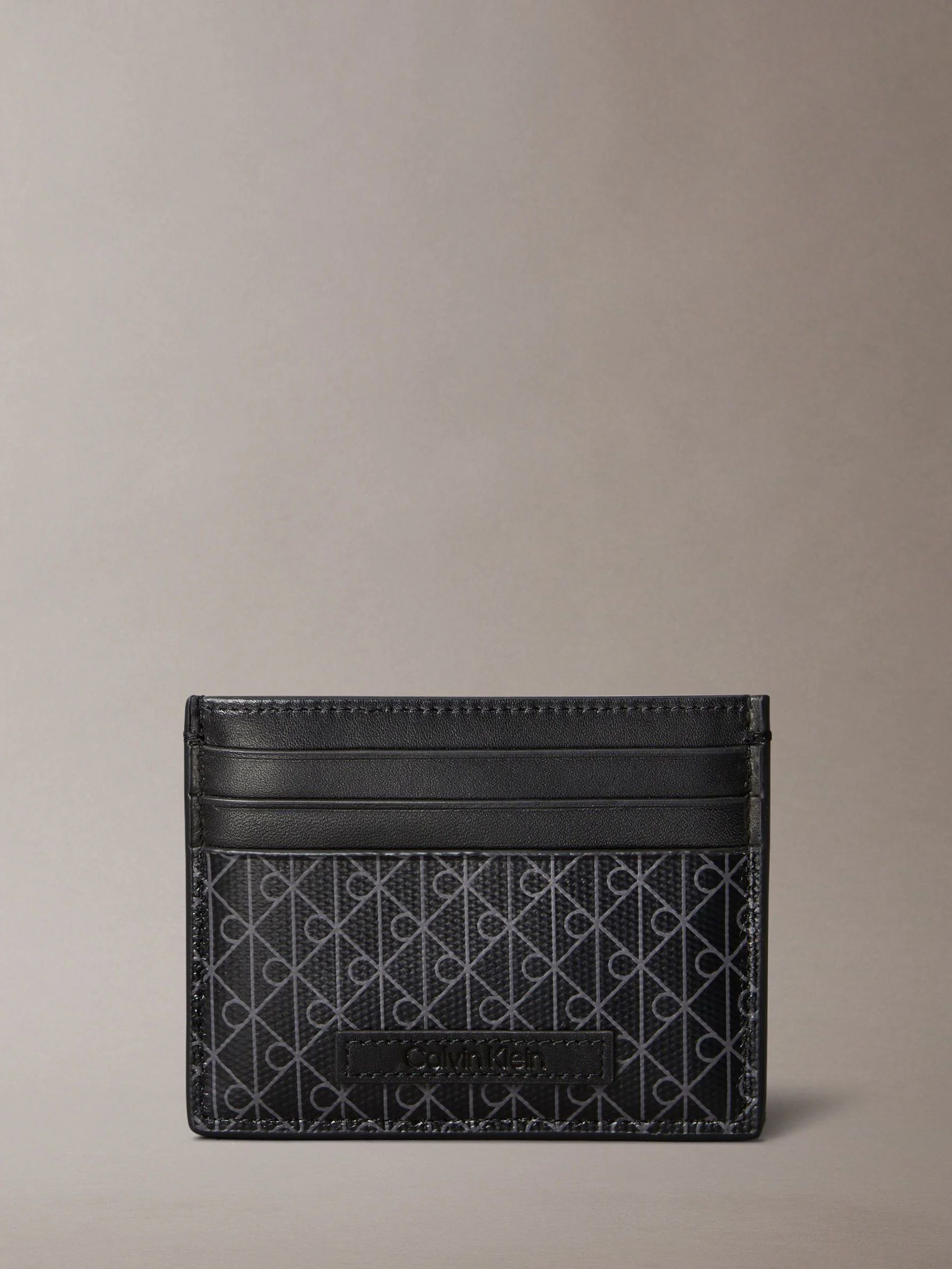 Zwart - Calvin Klein Allover Monogram Logo Card Holder