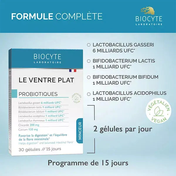 Biocyte Flat Stomach Slimming Double Action Probiotics 5 cepas 30 cápsulas