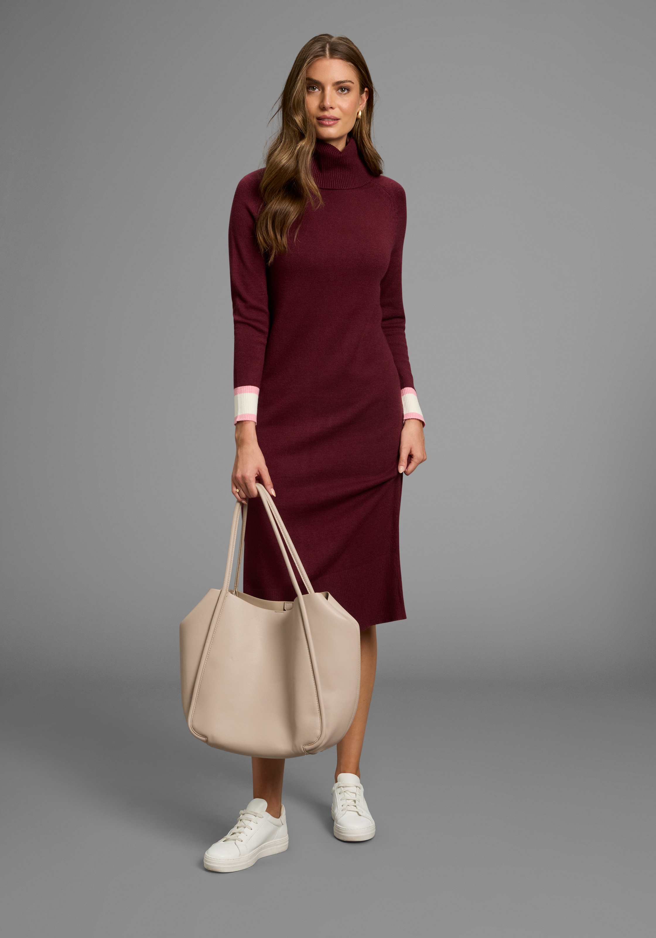 HECHTER PARIS Strickkleid Ohne Tasche mit Kontraststreifen