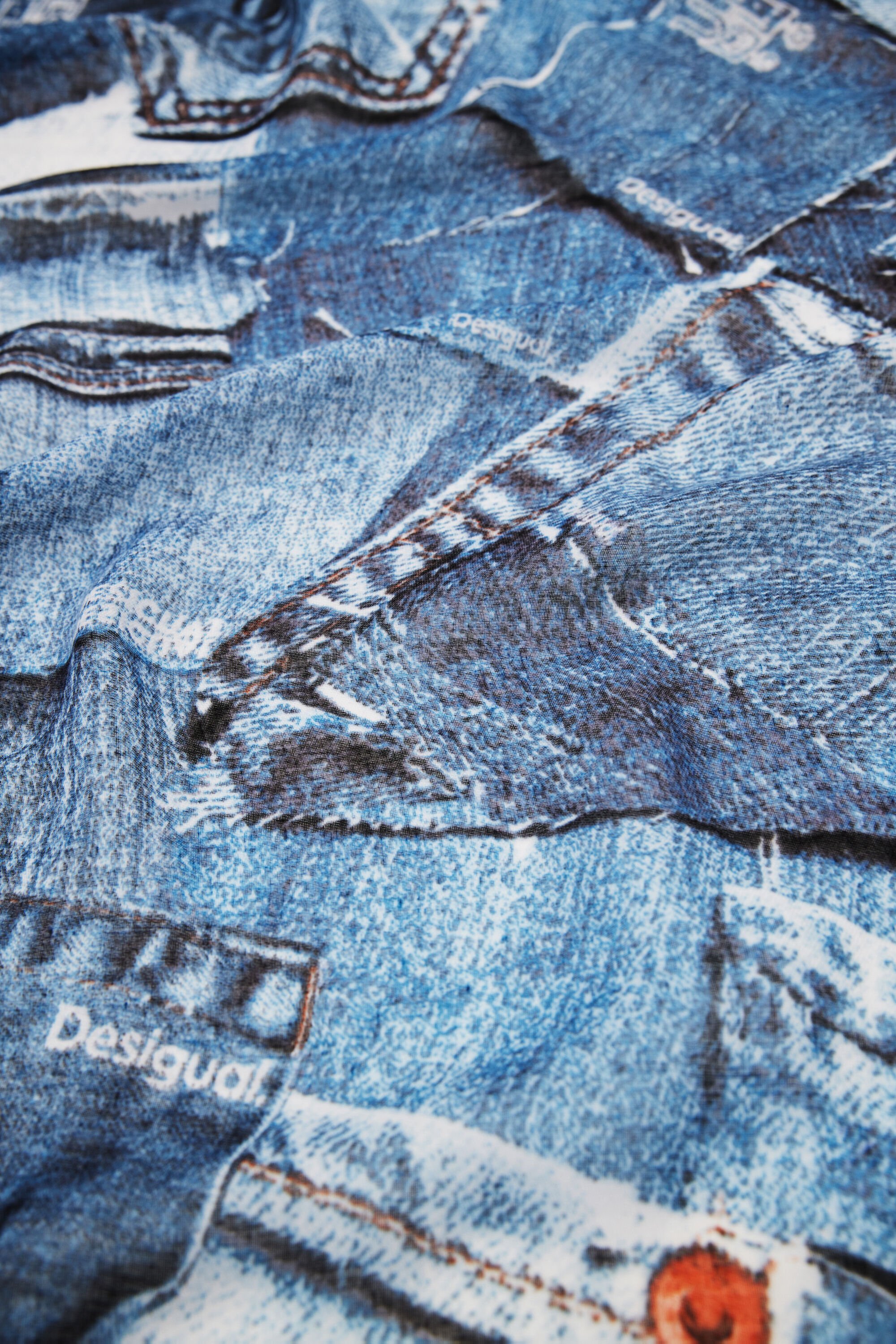 Foulard rectangulaire patchwork denim