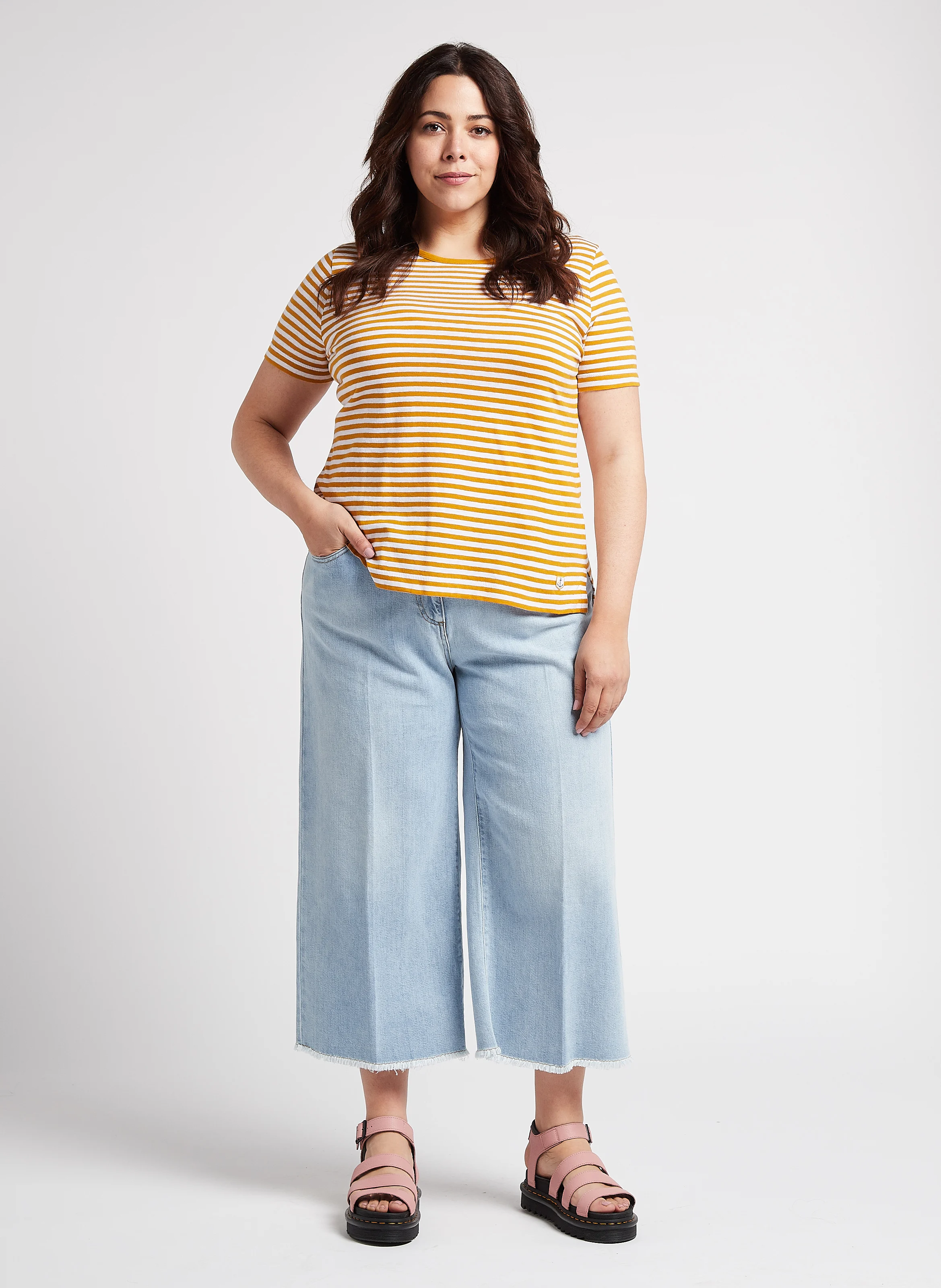 IDRA - Jean cropped en coton mélangé| Bleu