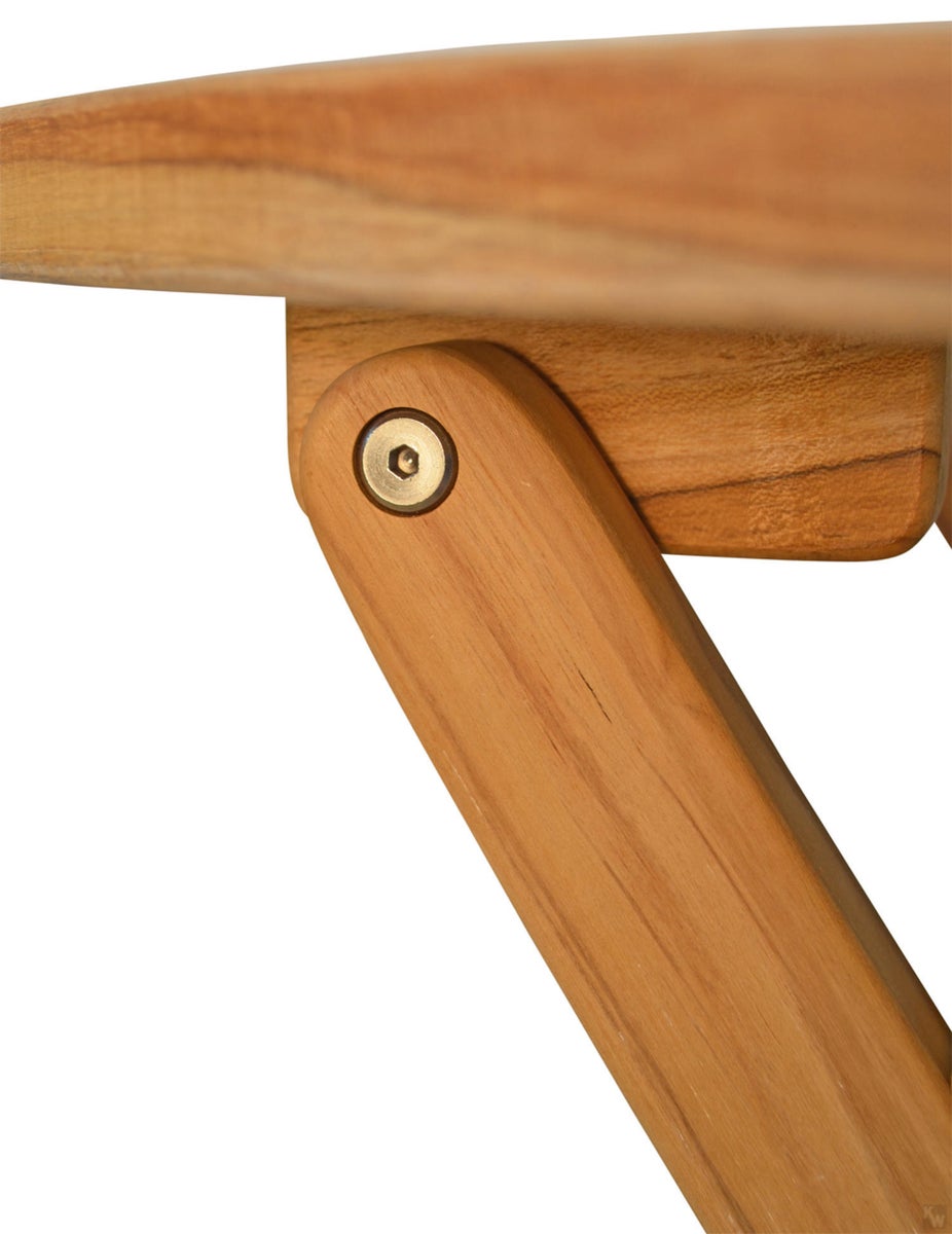 Opvouwbare houten tafel voor tuin, terras, camping, teak, praktisch, opvouwbaar, balkontafel, rond, 90 cm, weerbestendig, solide, premium