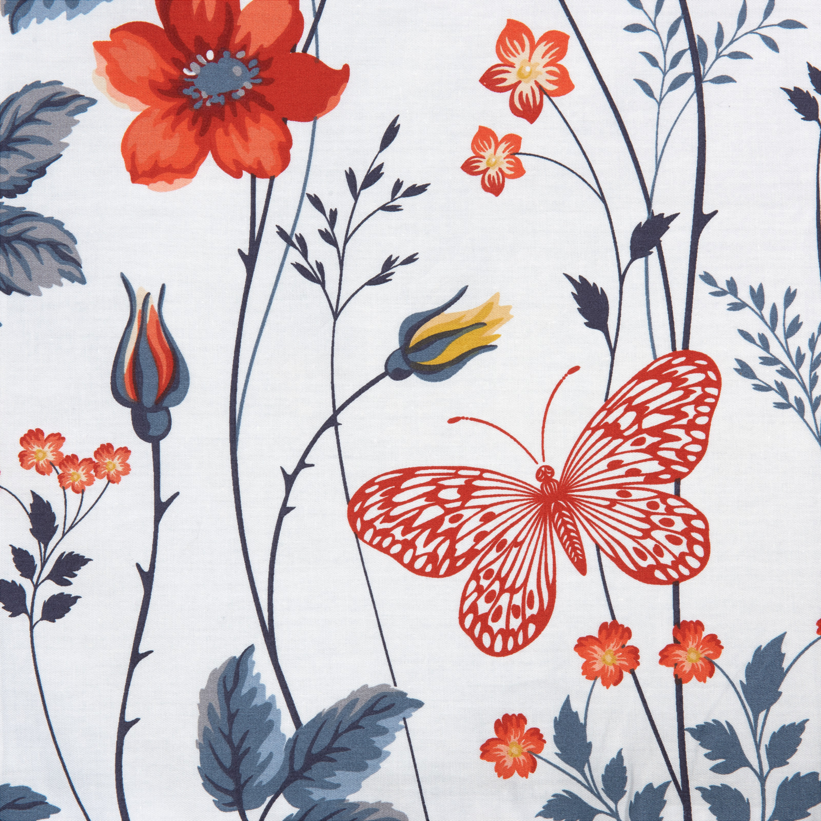 Bettwäsche mit Blüten und Schmetterlingen