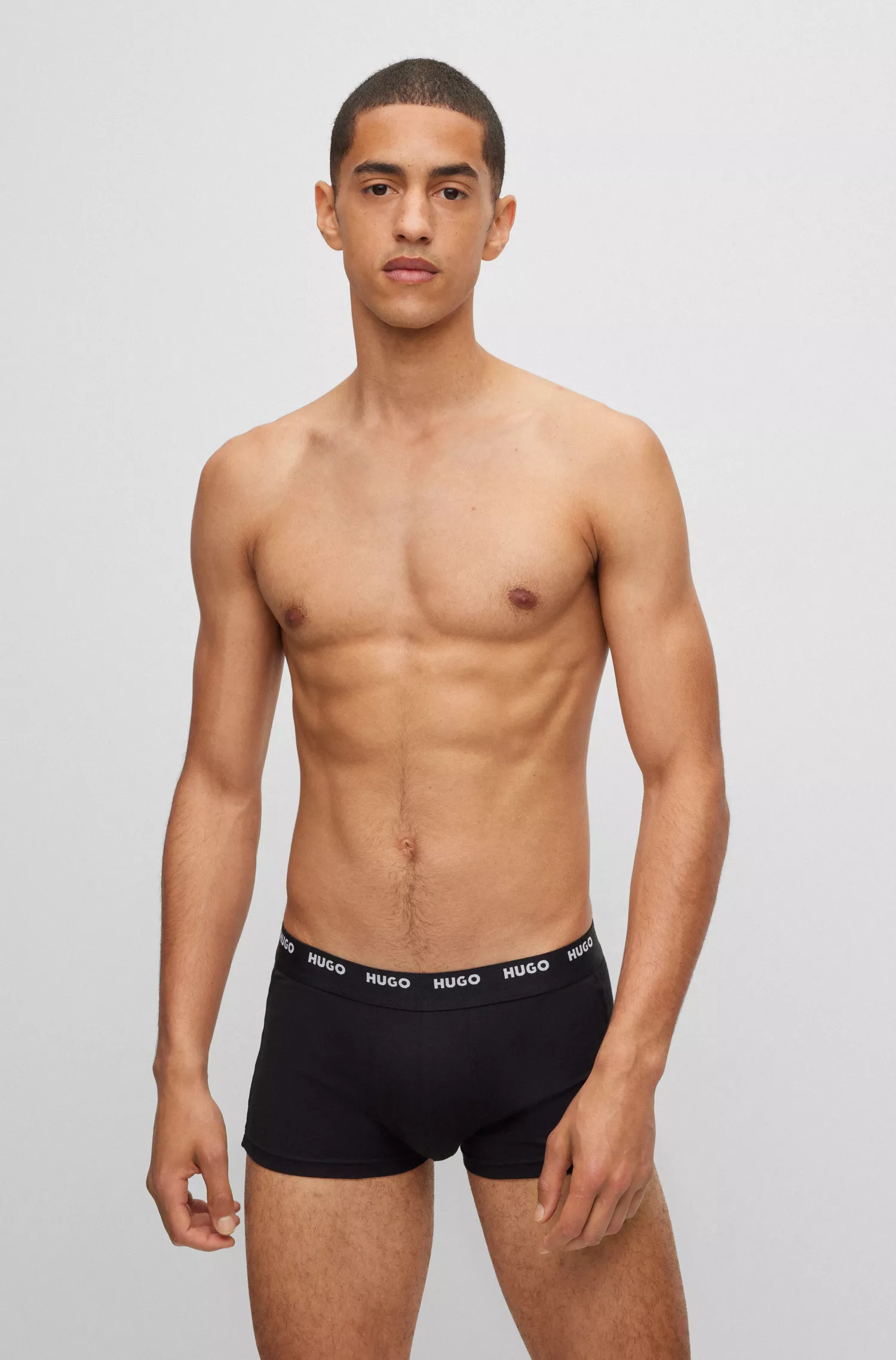 HUGO Vermelho - Pacote com cinco cuecas boxer de algodão elástico com cós com o logotipo.
