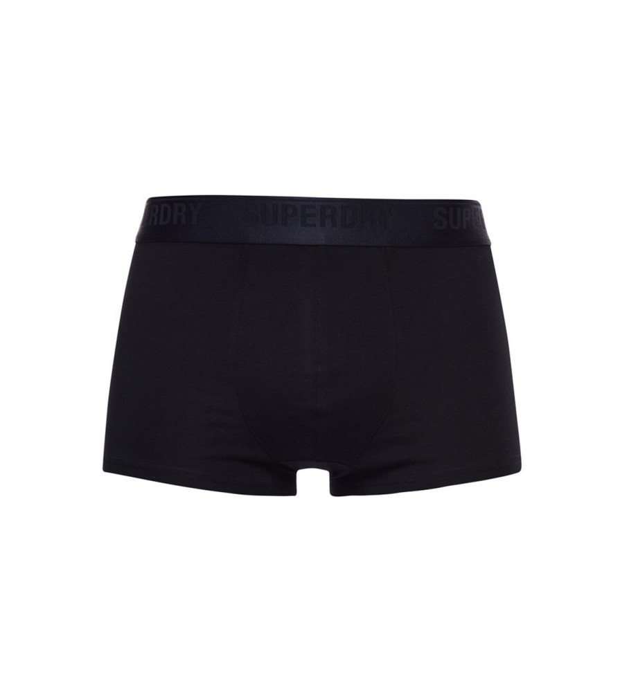 Cuecas Superdry de algodão orgânico, pacote com 3 unidades, pretas.