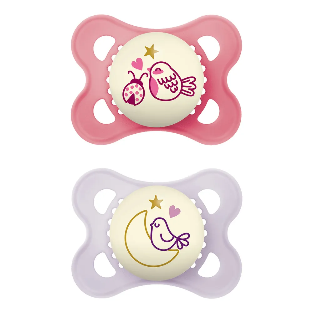MAM Original Night Silikone Sut Pink/Lilla 0-6 mdr. - 2 stk.