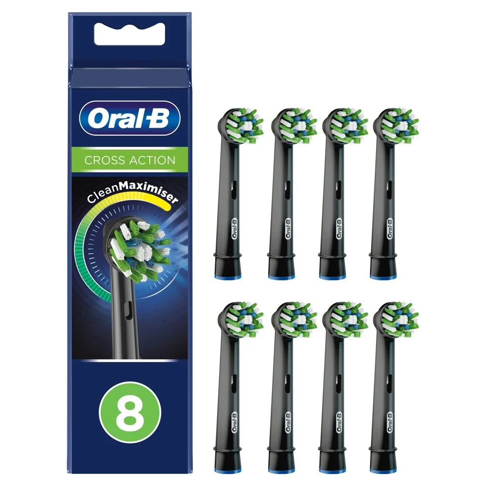 Oral-B - CrossAction Sorte Udskiftningshoveder 8 Stk
