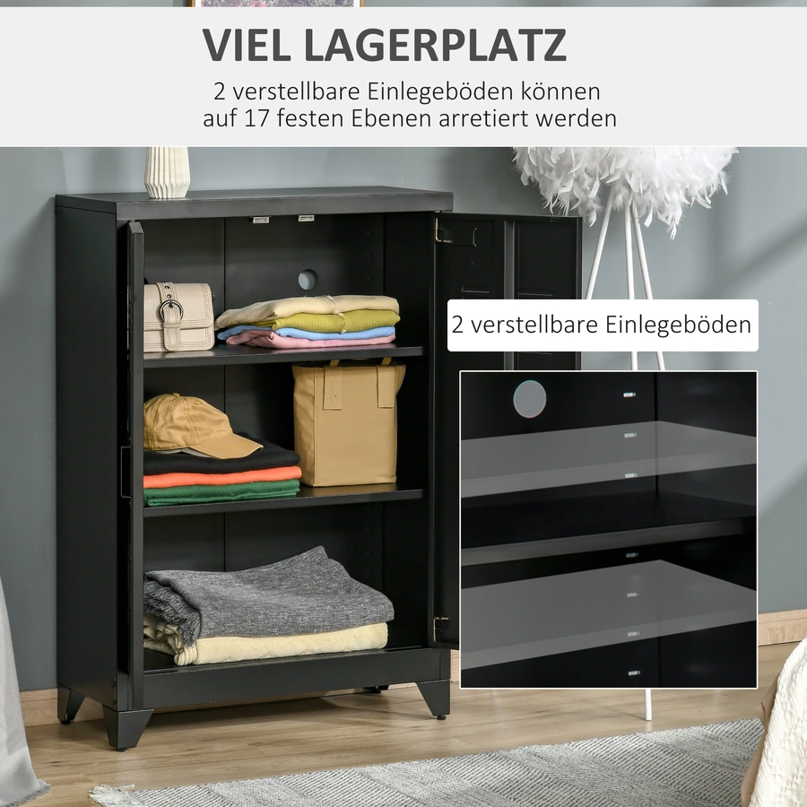 HOMCOM Schrank mit industriellem Design schwarz