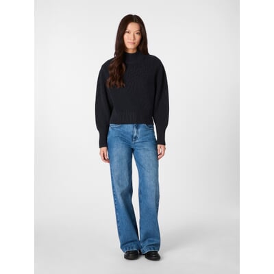Damen-Grobstrickpullover, Dunkelblau
