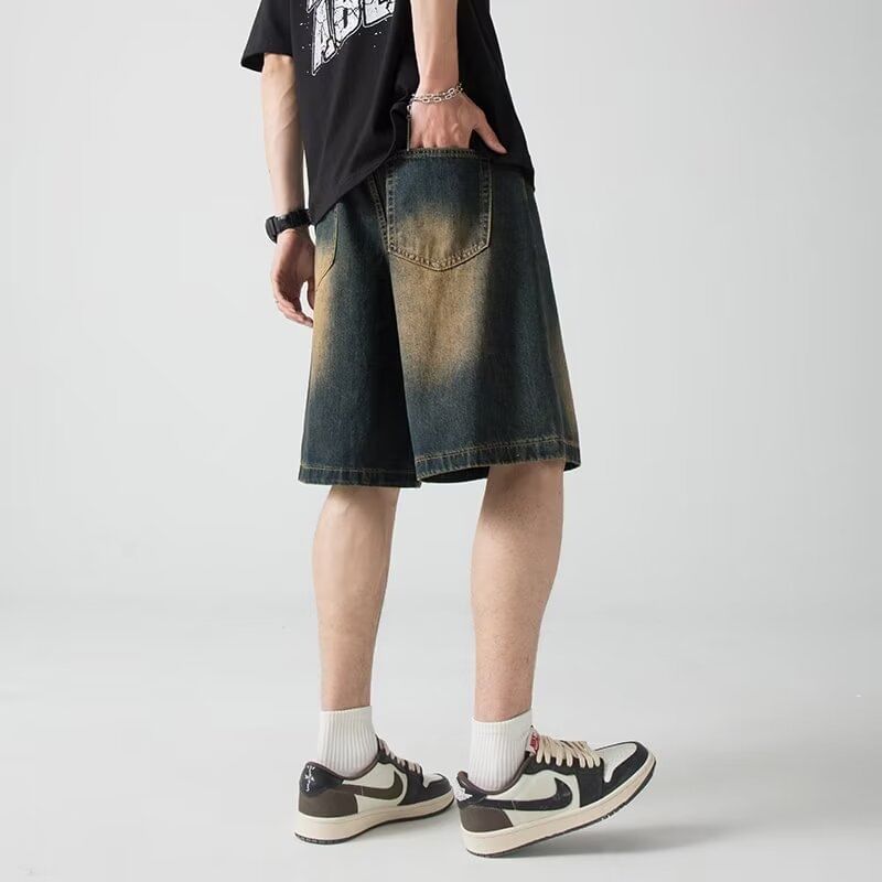 Maxelane - Mid Rise Washed Denim Shorts