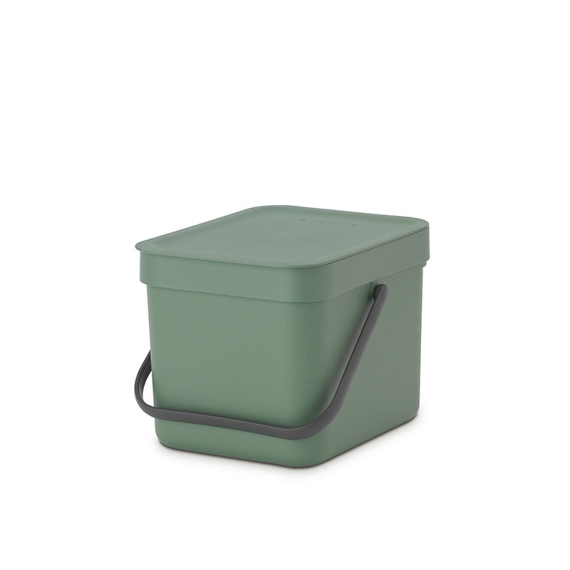 Brabantia afvalbak met deksel dat open blijft staan, 6 liter, hxbxd 18 x 20 x 24,5 cm, kunststof, donkergroen