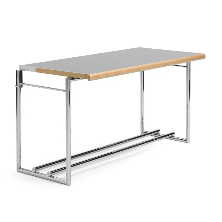 ClassiCon - Menton Beistelltisch, drehbar, Buche natur / Chrom / Linoleum schwarz / grau