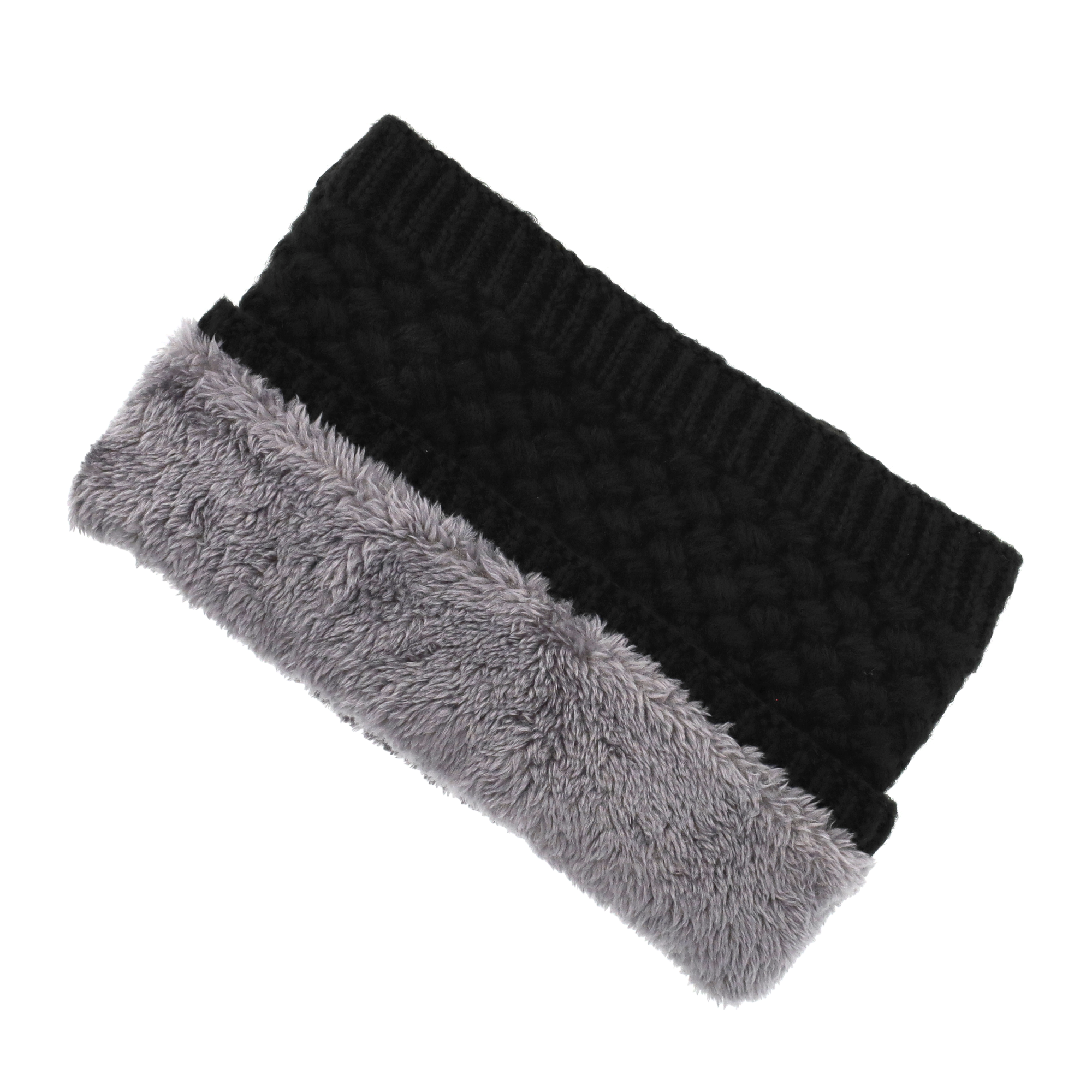 Damen / Kinder Flauschiger Schlauch Schal Fashion Strick Accessoire - Schwarz