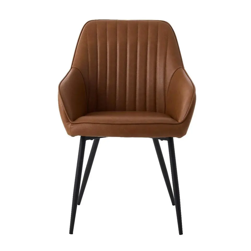Nordic Home - Angelo armstoel pu-leer streep - cognac