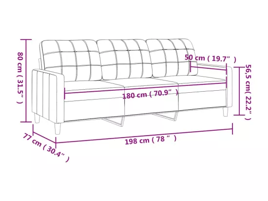 Canapé à 3 places Marron 180 cm Tissu