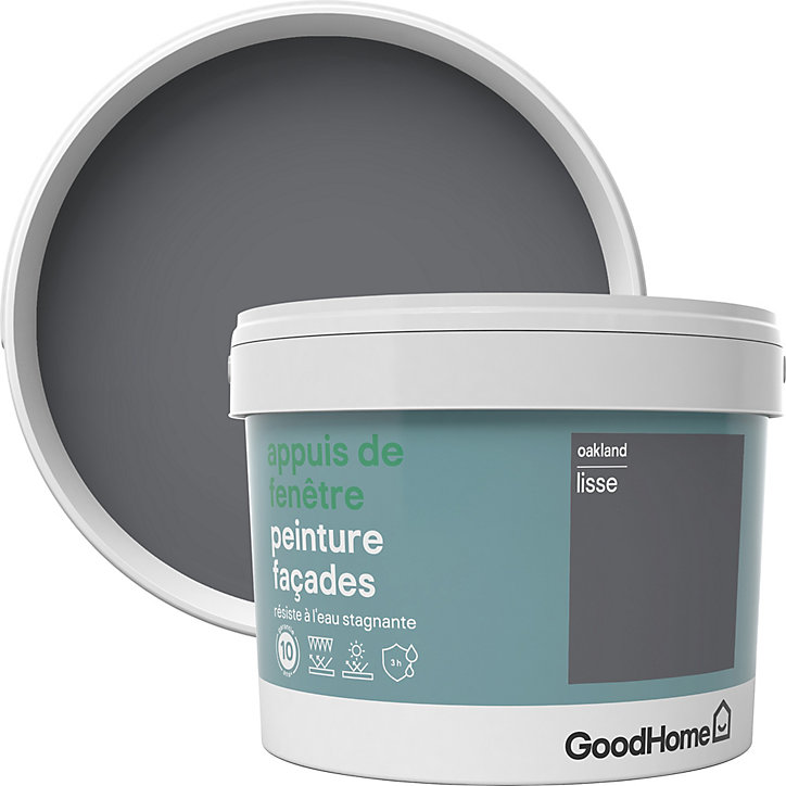 Peinture extérieure appuis de fenêtre GoodHome gris Oakland 2,5L