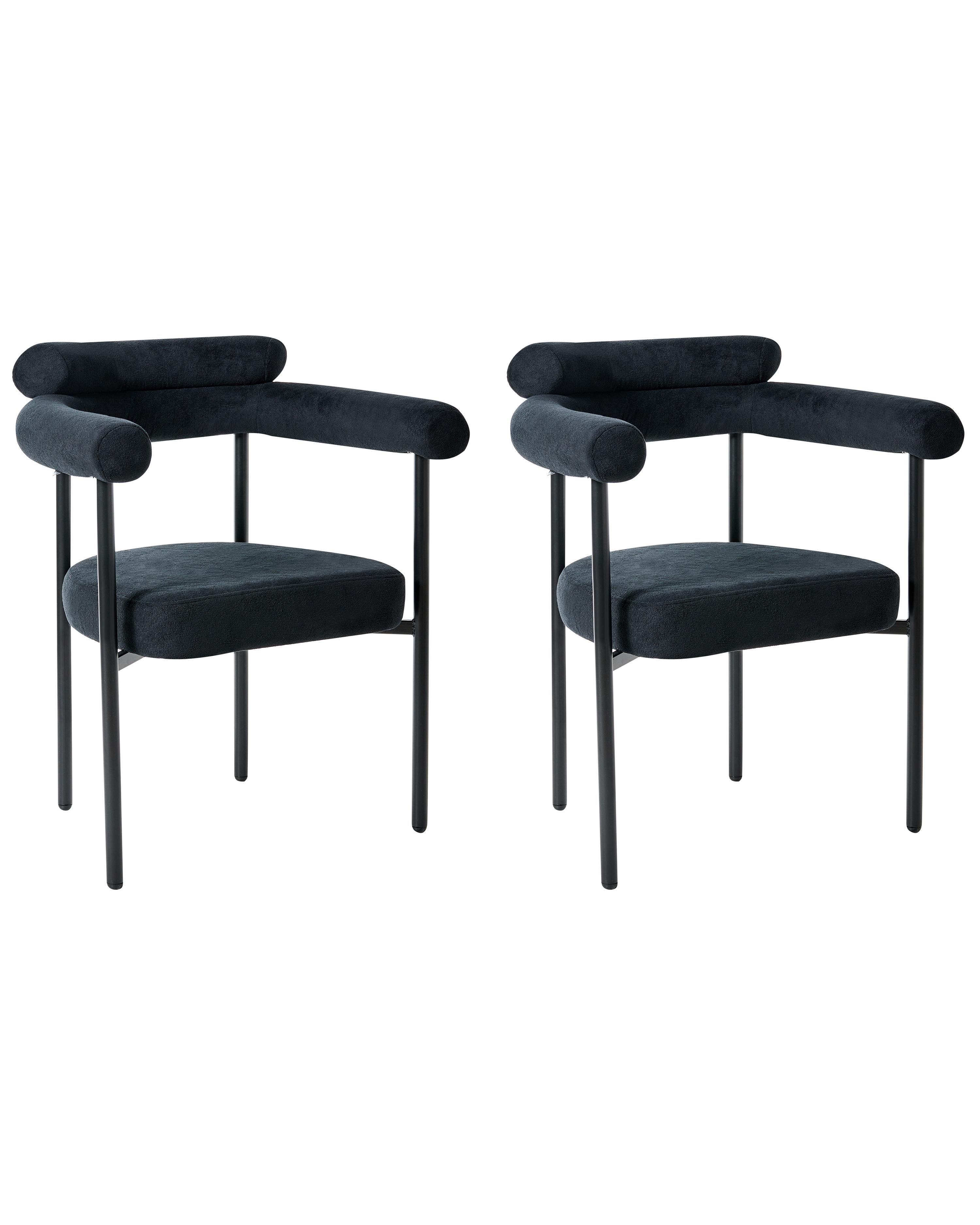 Set van 2 eetkamerstoelen LYNEY Stof Zwart