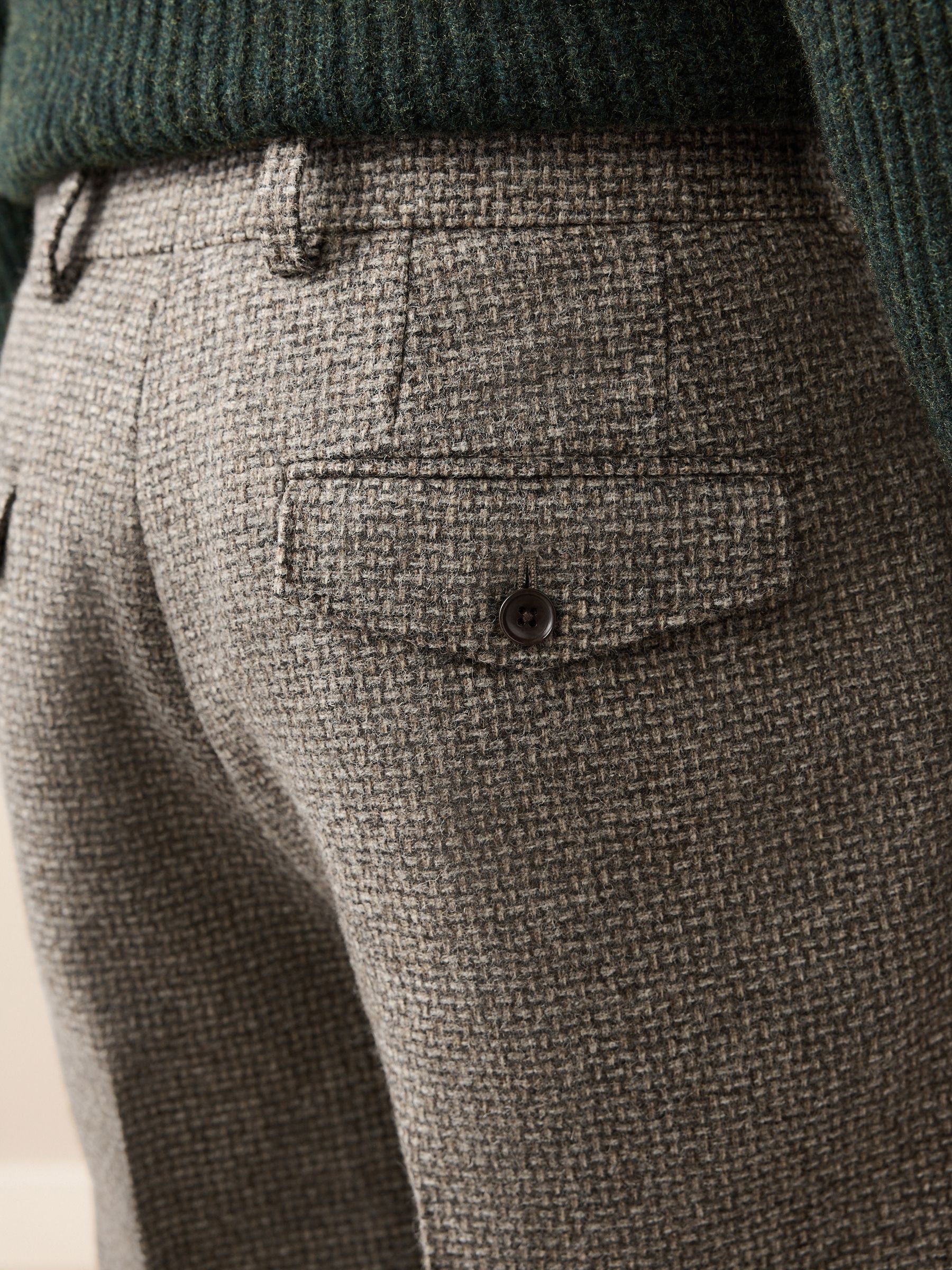 Neutraal - Regular Fit Signature Moons 100% British Wool Textured Trousers