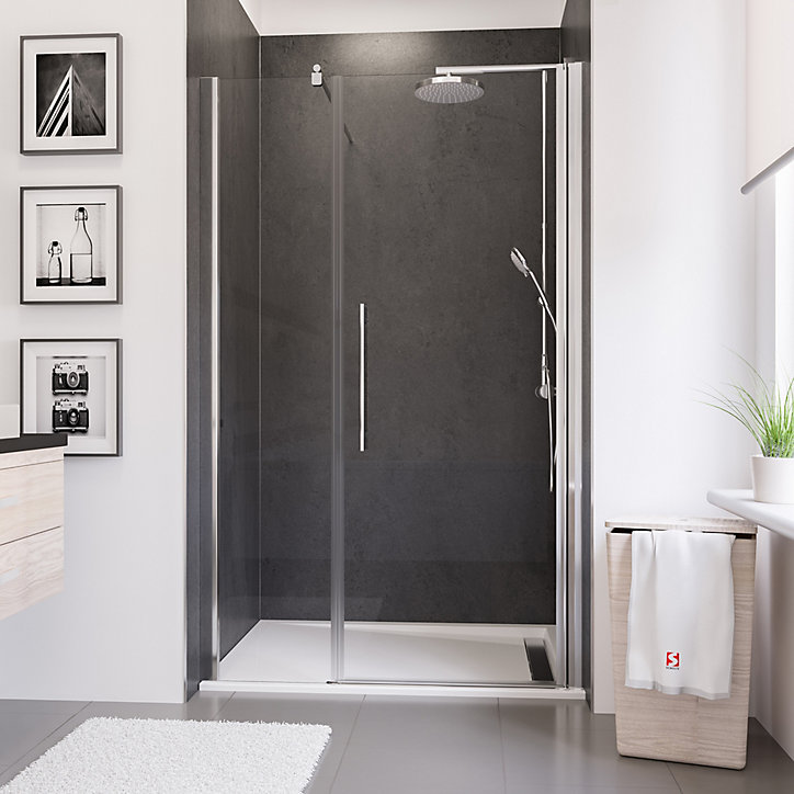 Porte de douche pivotante chrome Schulte New Style 160 cm