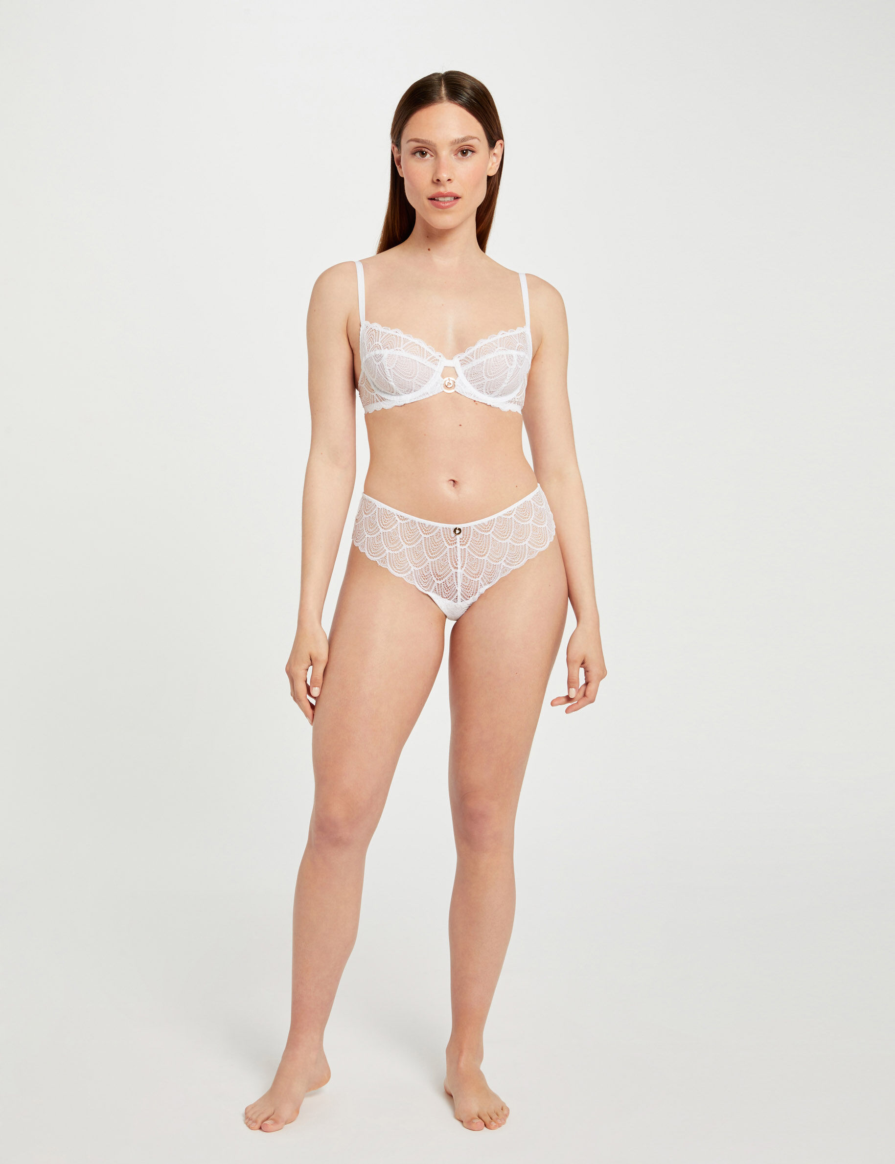 Shorty en dentelle blanc femme - blanc