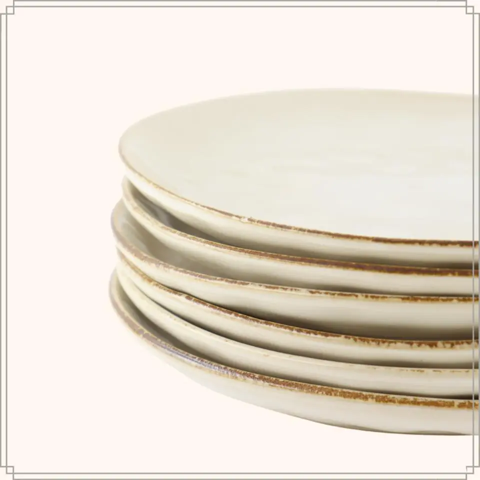 OTIX Ontbijtborden Bordenset 12 Persoons Beige 21cm Keramiek MAPLE