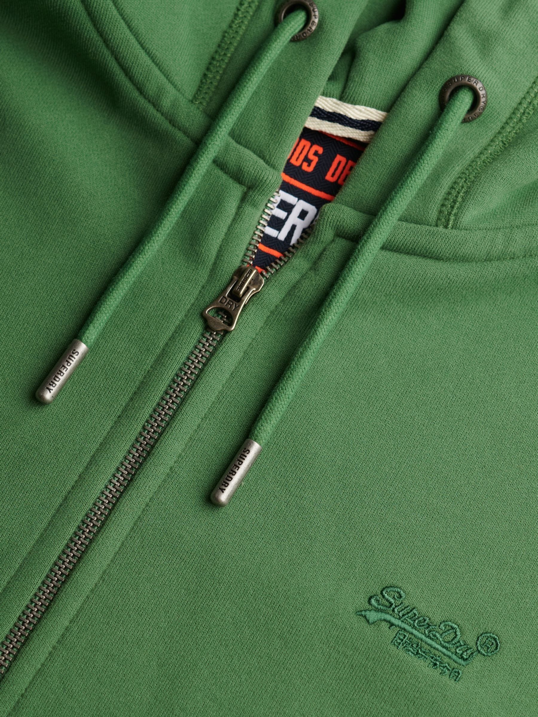 Blauwgroen - Superdry Essential hoodie met logo en halve rits met geborstelde voering