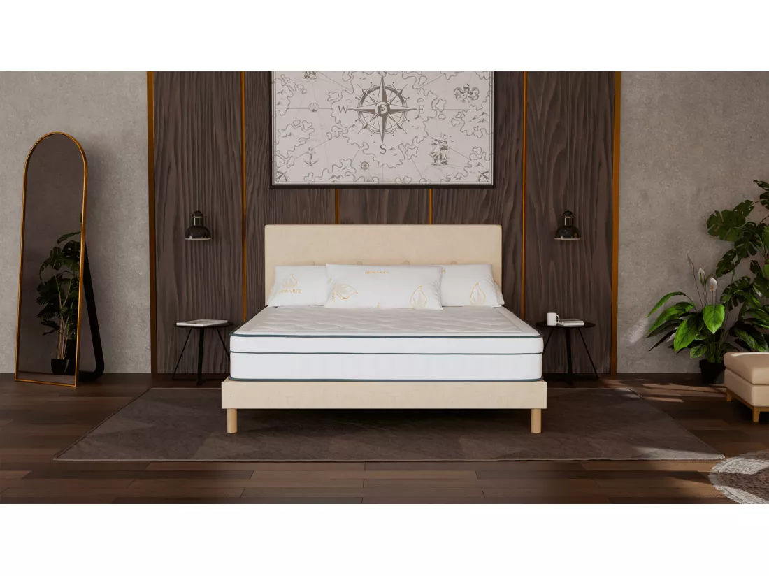 Matelas 90x190 Thalassa Hybride : Ressorts Ensachés - Mémoire de Forme Haute Qualité - Mal de Dos - Ferme - Confortable - Solides - Douce Lune