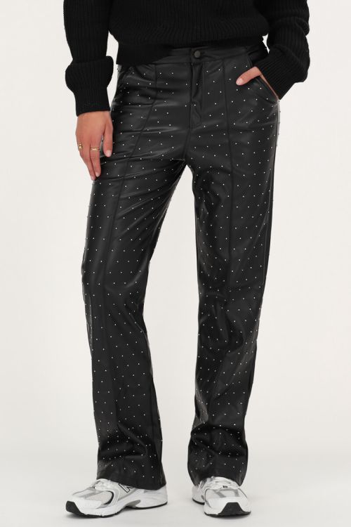Zwarte straight leg broek met studs