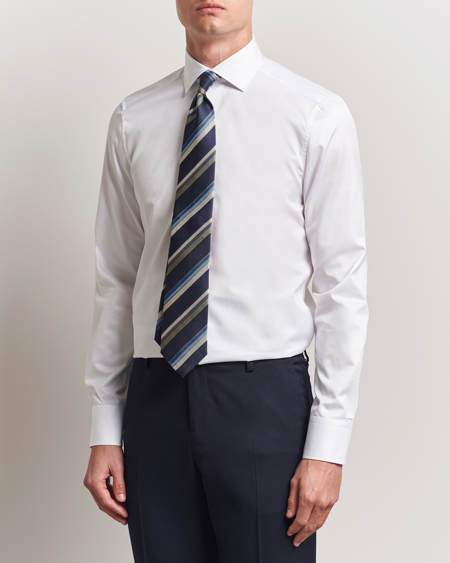 Stenströms Slimline Cotton Twill Cut Away Shirt White