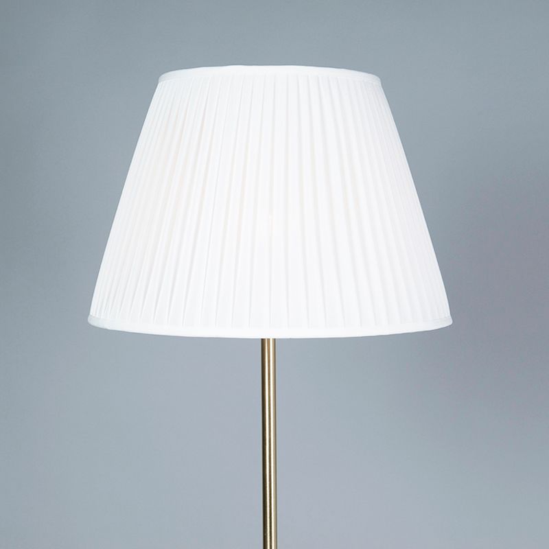 Retro vloerlamp messing met Plisse kap crème 45 cm - Kaso