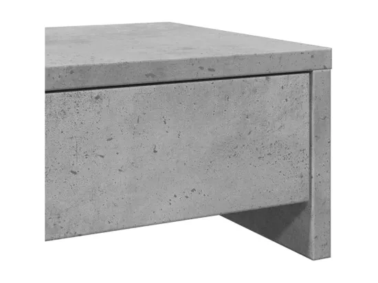 Support de moniteur avec tiroirs gris béton bois d'ingénierie