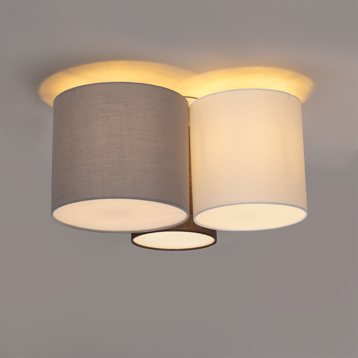 Plafondlamp wit grijs en bruin 3-lichts - Multidrum