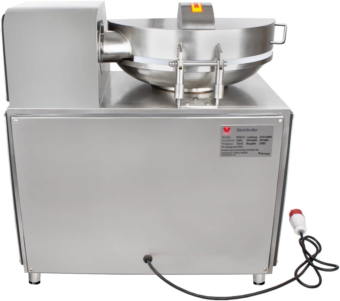 Beeketal 'BSK20' Profi Fleischkutter mit 13l aus Edelstahl - Kutter Betrieb in 2 Geschwindigkeiten (1440 u. 2880 U/Min.) und Mischbetrieb, 3er Sichel Kutter Messerkopf (abnehmbar)
