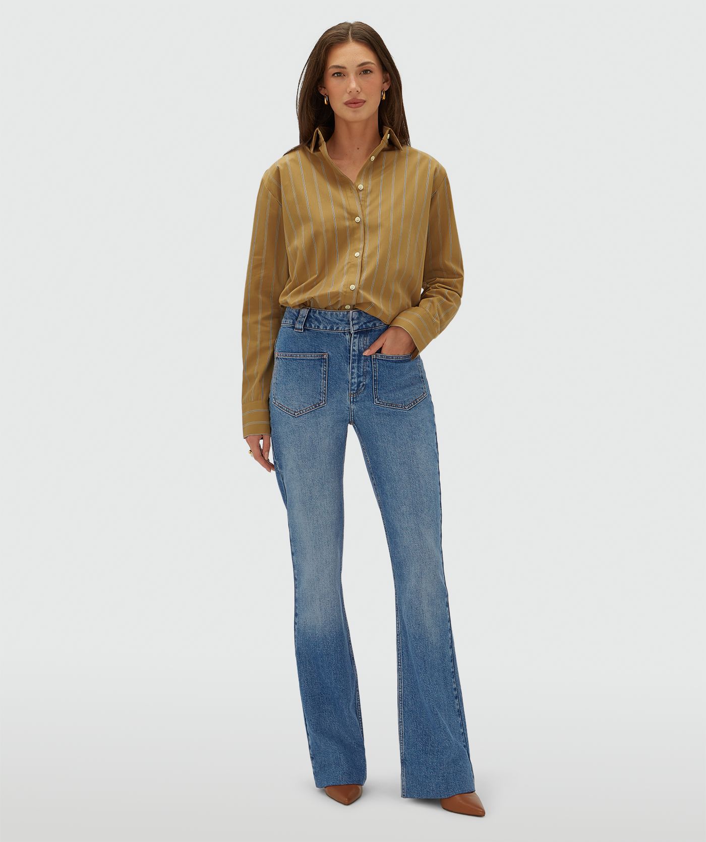 JV-KOLLY oversized blouse met strepen - camel stripe