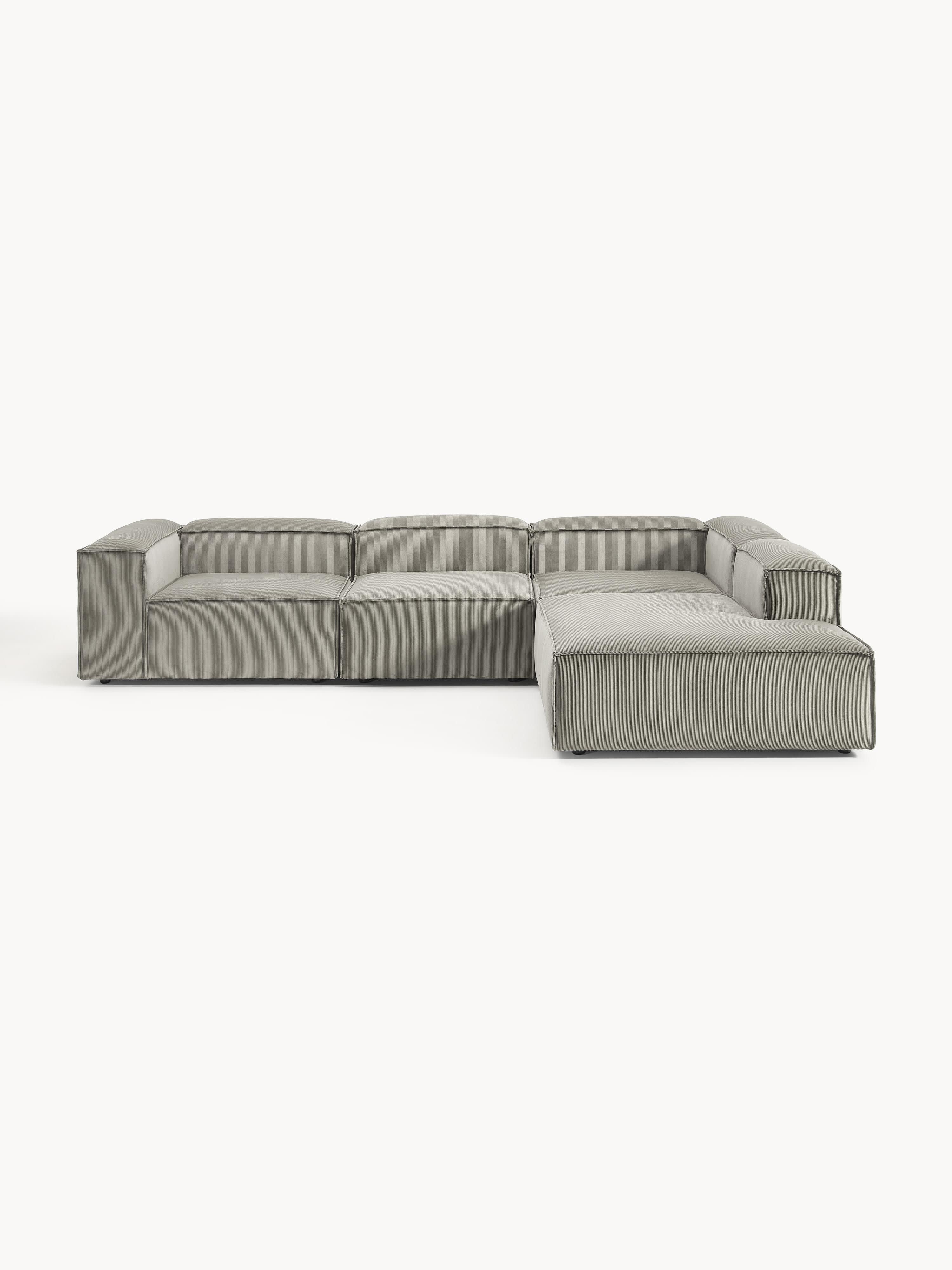 XL modulaire hoekbank van ribfluweel Lennon (4-zits)