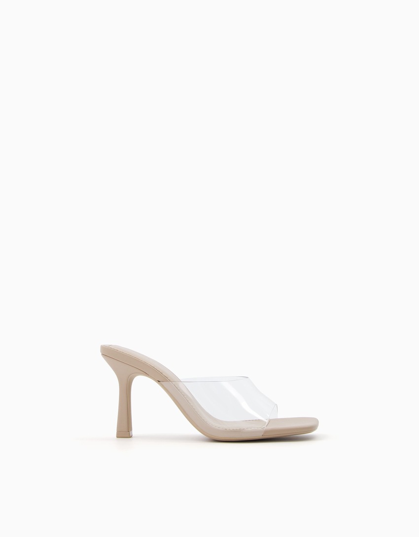 Mules de vinil com salto