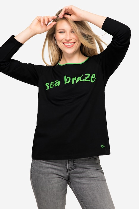 T-Shirt, Regular Fit, Statement Print, Rundhals, Langarm, OEKO-TEX