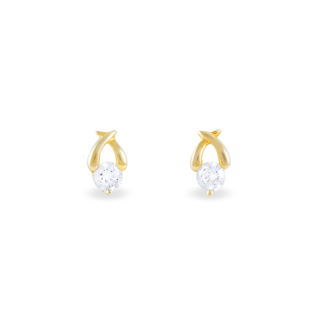 Boucles D'oreilles Puces Alvina Ruban Or Jaune Oxyde De Zirconium