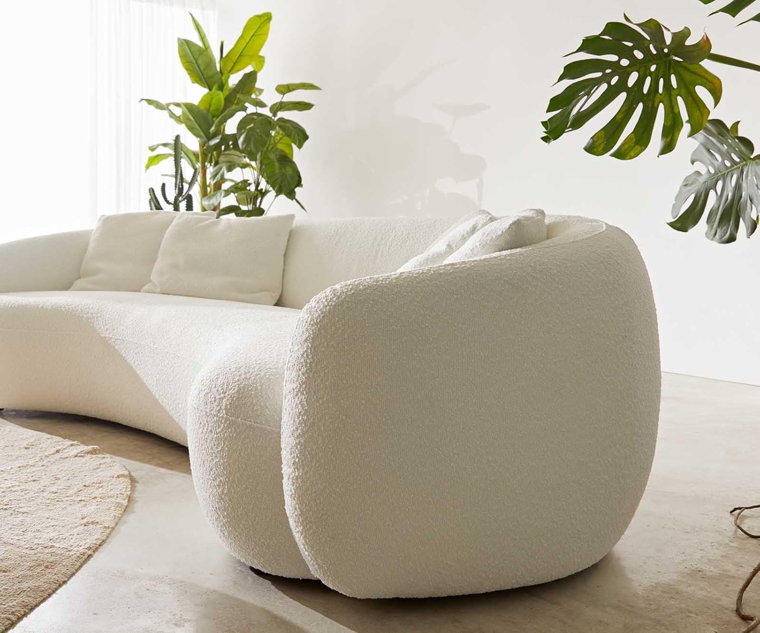 DELIFE 3-Sitzer-Sofa Larna Bouclé Creme-Weiß 260x120 cm 3-Sitzer