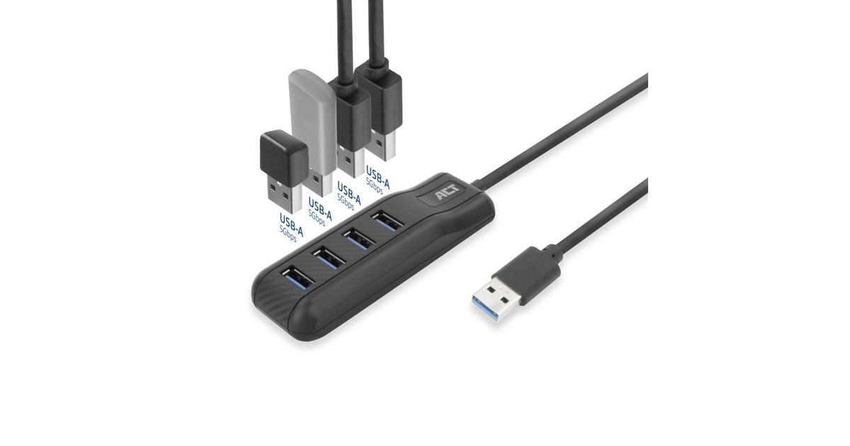 ACT ConnectivityUSB-A hub 3.0, 4 poorts USB-A usb-hub  (Zwart)