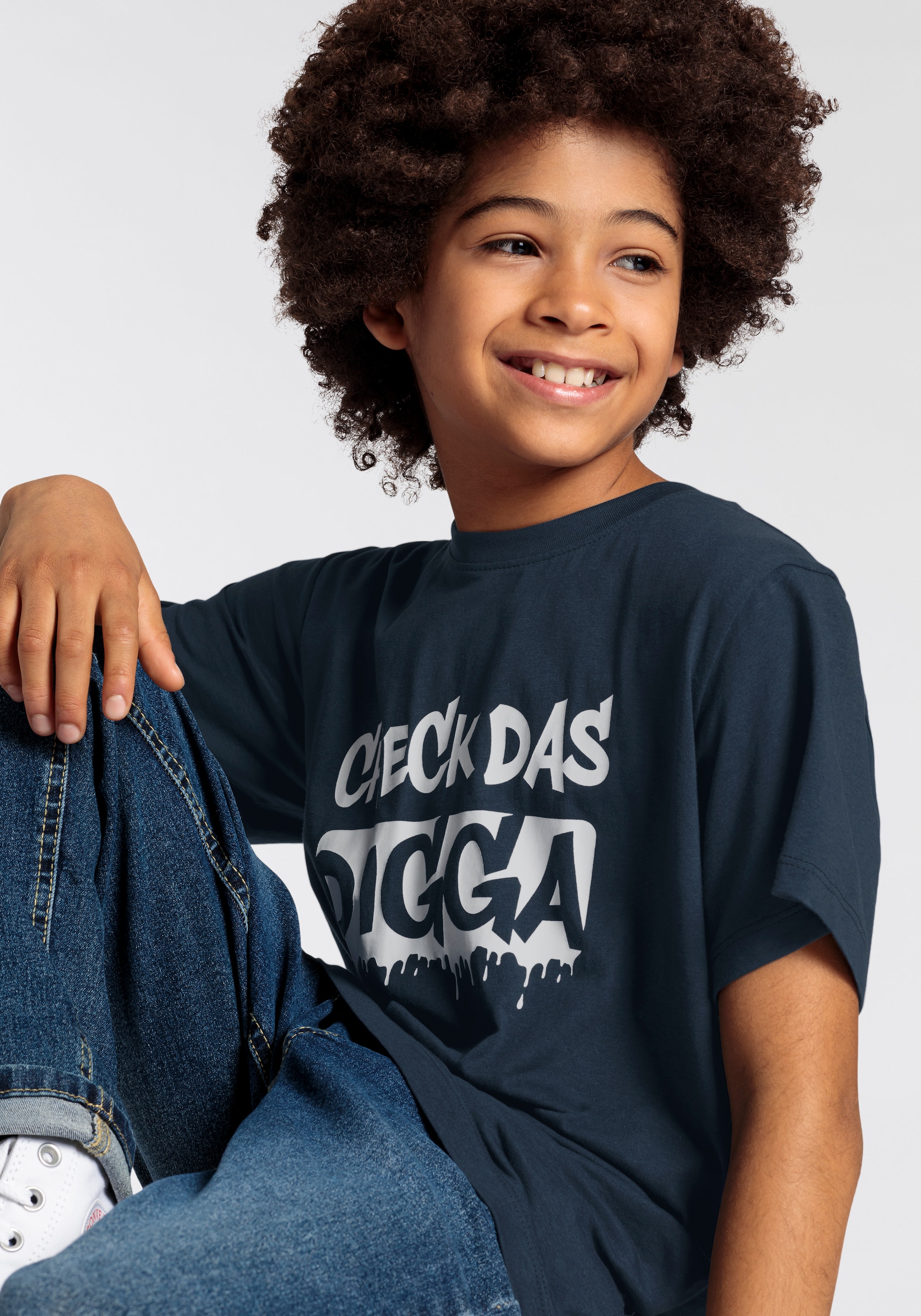 KIDSWORLD T-Shirt »Sprücheshirt: CHECK DAS DIGGA«, Kurzarm,  Basic-Passform,  bedruckt,  Rundhalsausschnitt