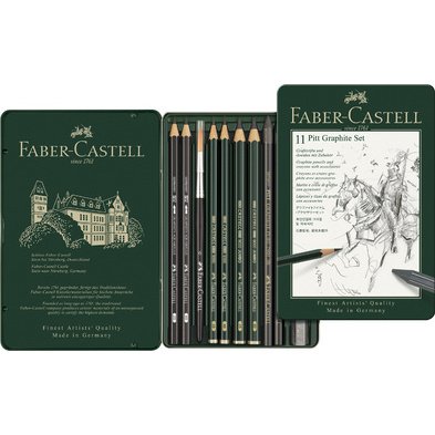 FABER-CASTELL Kit PITT GRAPHITE petit, étui de 9 pièces