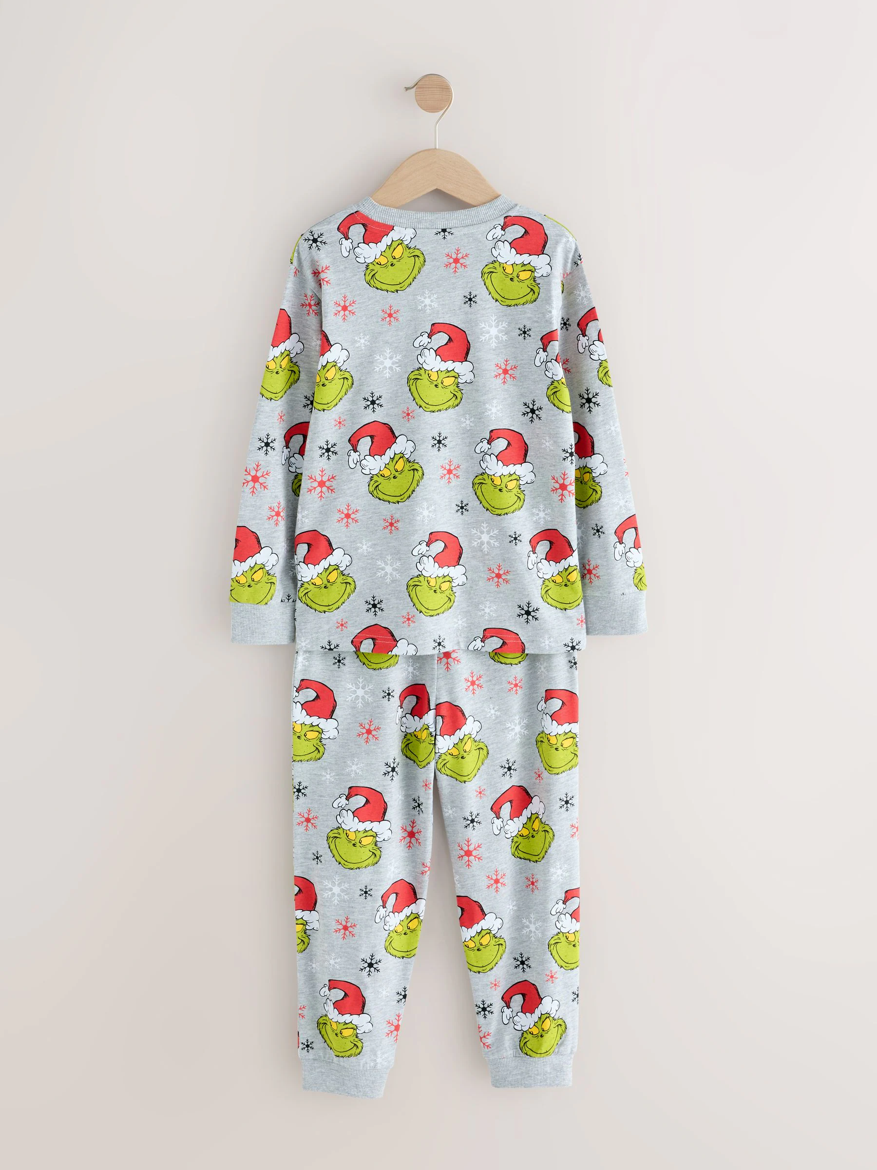 Groen/grijs Grinch - Kerstpyjama met enkele joggingbroek (3-16jr)