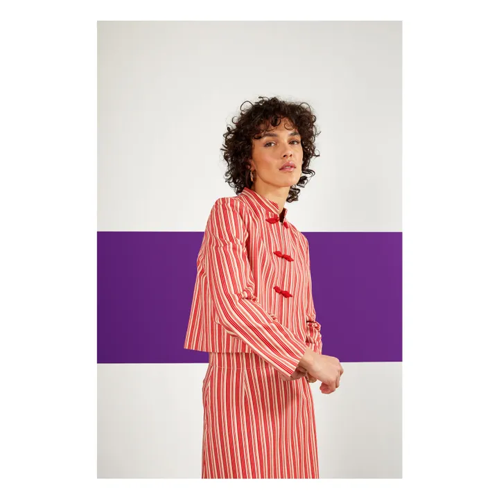 Maria de la Orden Veste Matelassée Pek Rayures | Rouge