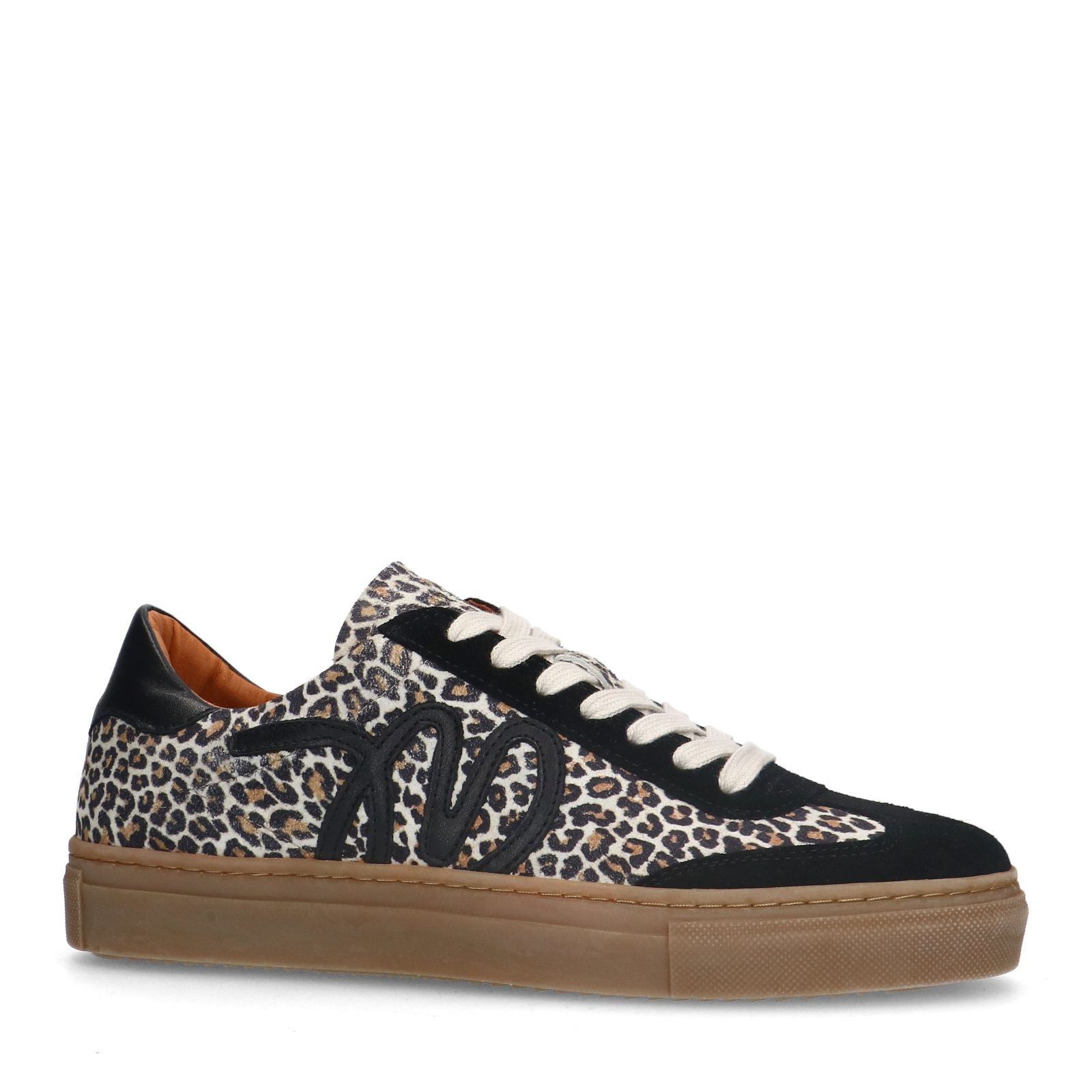 Zwarte suède leopard sneakers