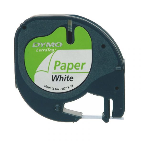 Dymo Fita LetraTAG 12mmx4m Preto/Branco - S0721510