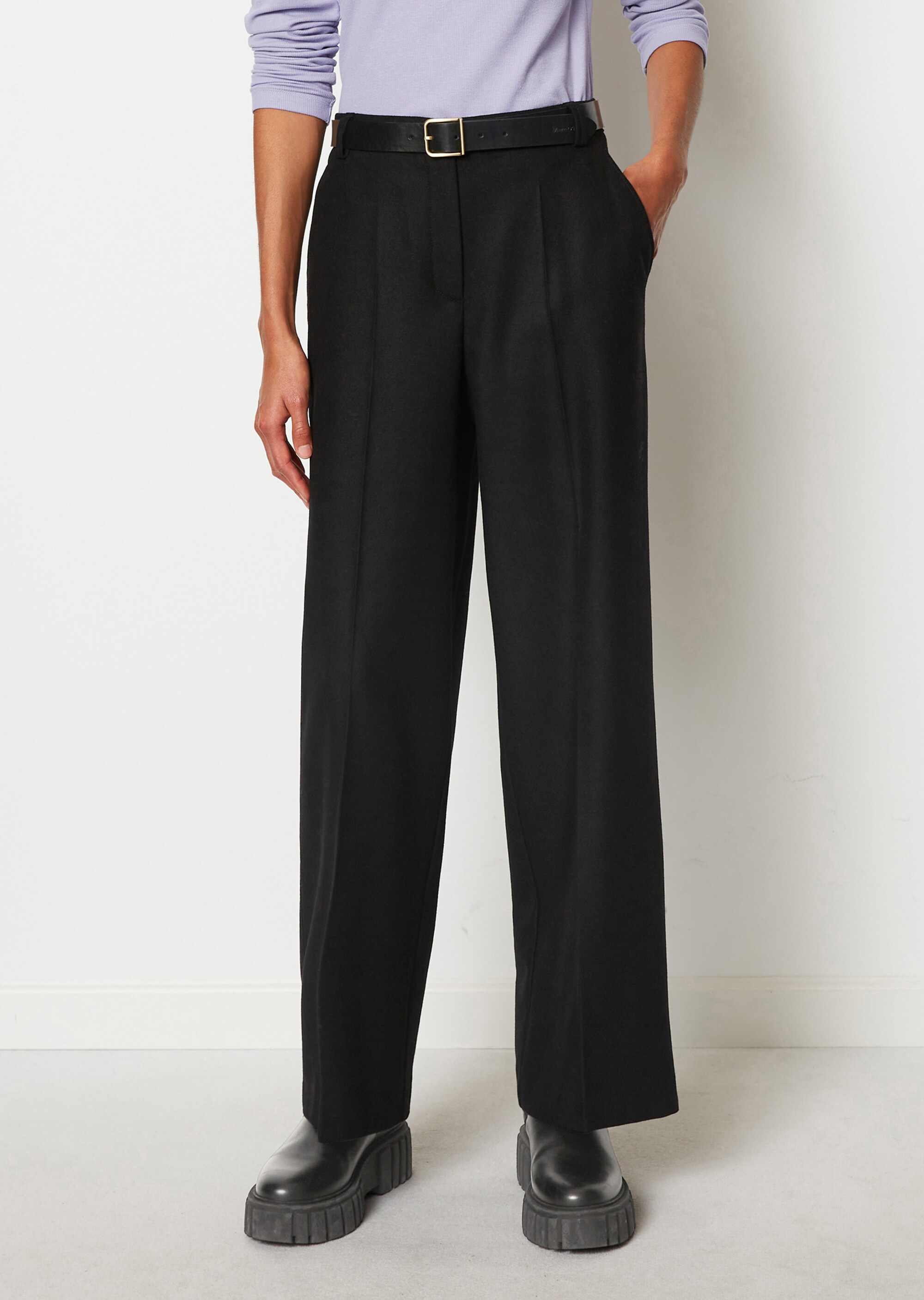 Gerade Hose aus Schurwolle-Mix