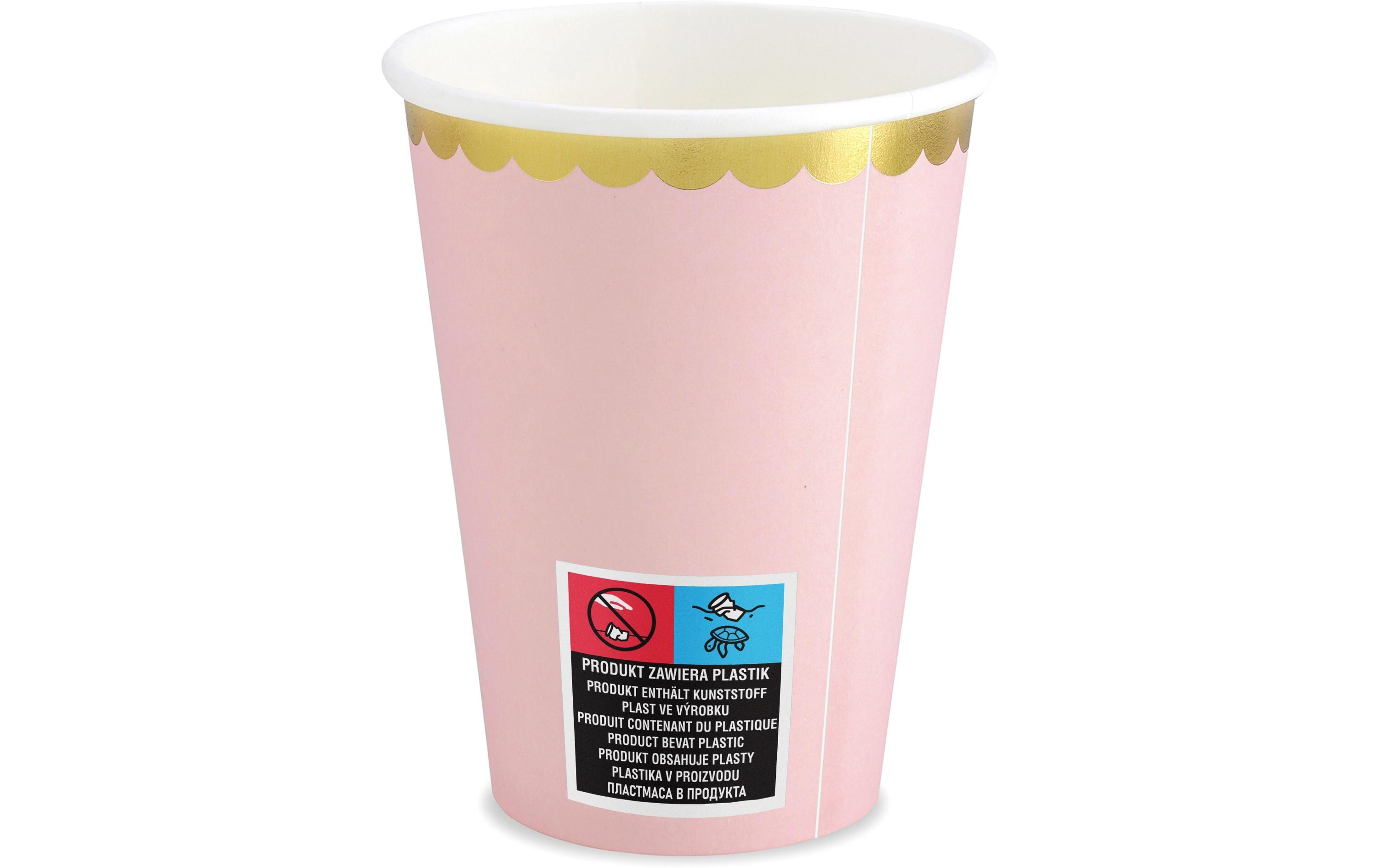 Einwegbecher 220 ml, 6 Stück, RosaEleganter Trinkbecher aus Papier