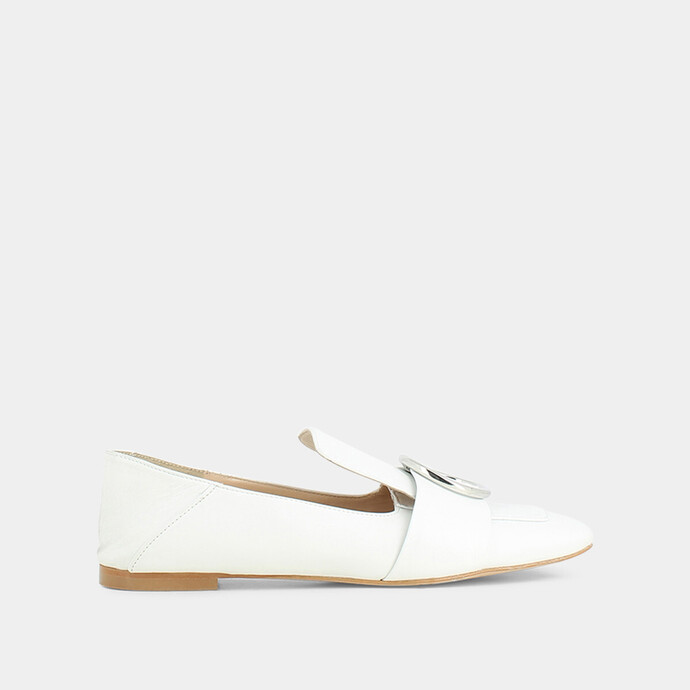 Mocassins à boucle  en cuir blanc
